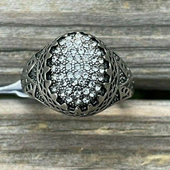 Fashion Ring Crystals Accent Unisex Fashion Turkish Style Jewelry Rings Size 11 - Picture 5 of 12